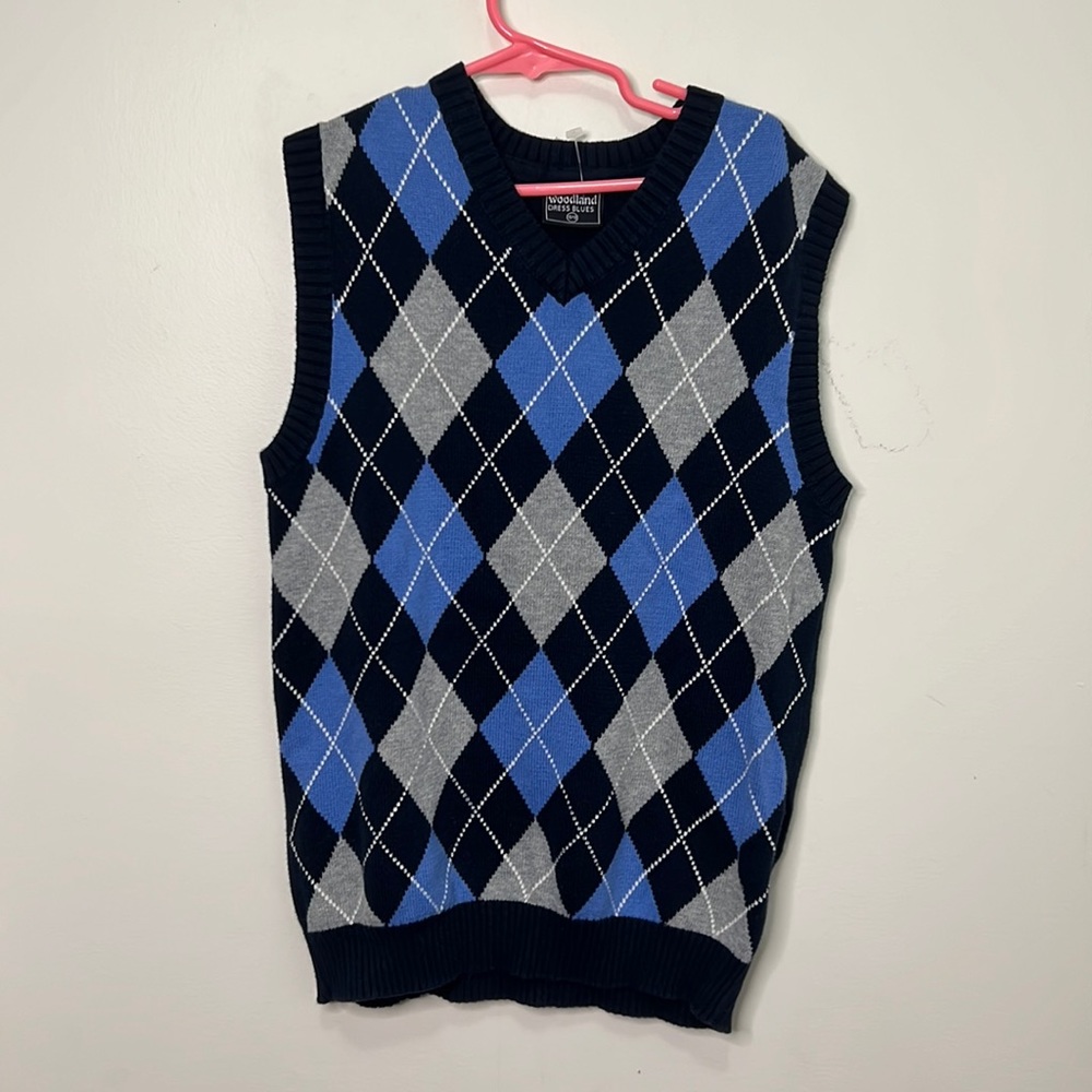 Woodland Kids Unisex 100% Cotton Argyle Kint Vest